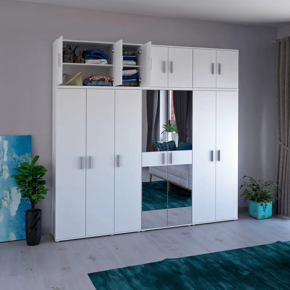 Dulap, poliţe, cu două uşi, alb, SERVO TIP 1