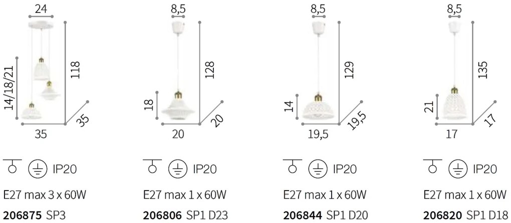 Pendul ceramic design modern LUGANO SP1 D23 206806