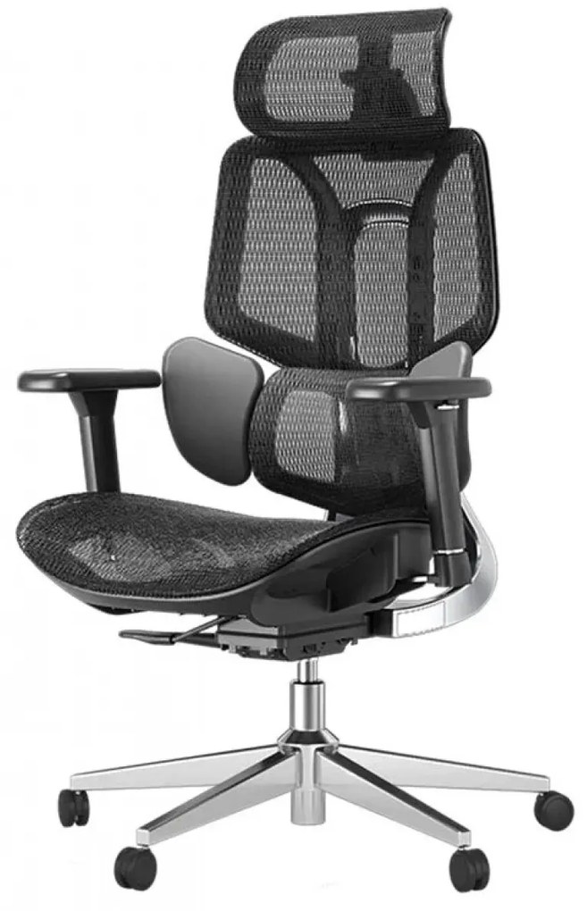 HBADA E3 AIR Scaun ergonomic, cu suport lombar dinamic pe 3 zone, tetieră reglabilă 3D, cotiere reglabile 3D, pivotant, Negru