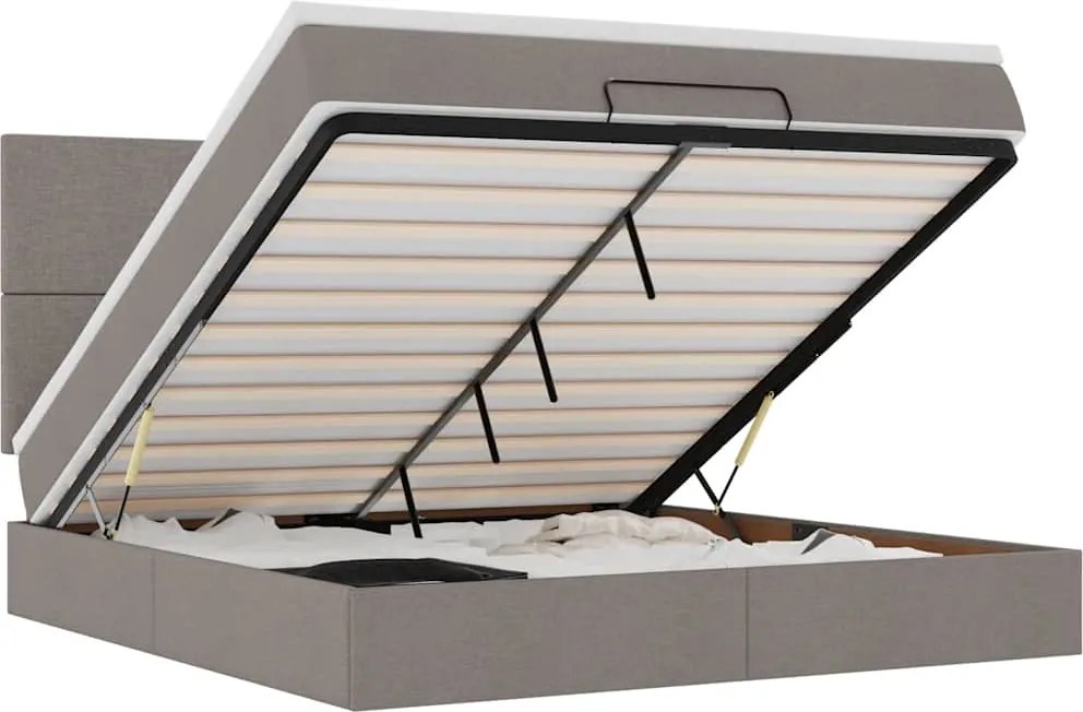 vidaXL Cadru de pat otoman cu saltea Taupe 180x200cm Material