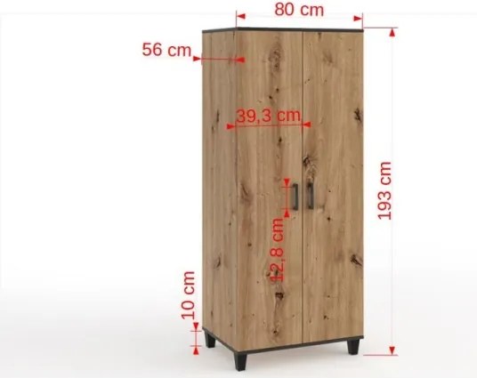 Sifonier cu doua usi, 80x56x193 cm, POLA 12, ADRK Furniture