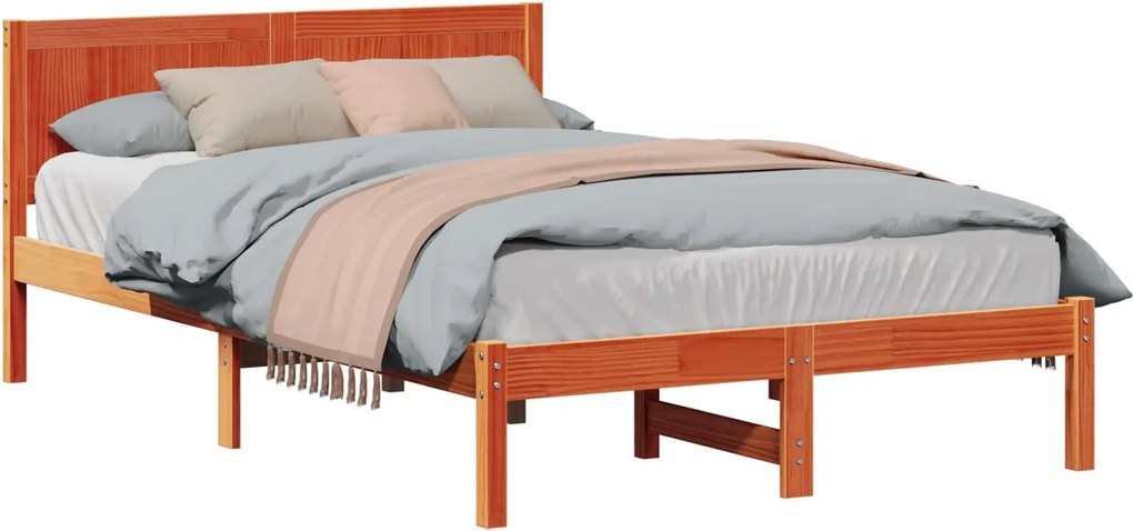 vidaXL Cadru de pat Maro 140 x 190 cm Lemn masiv de pin