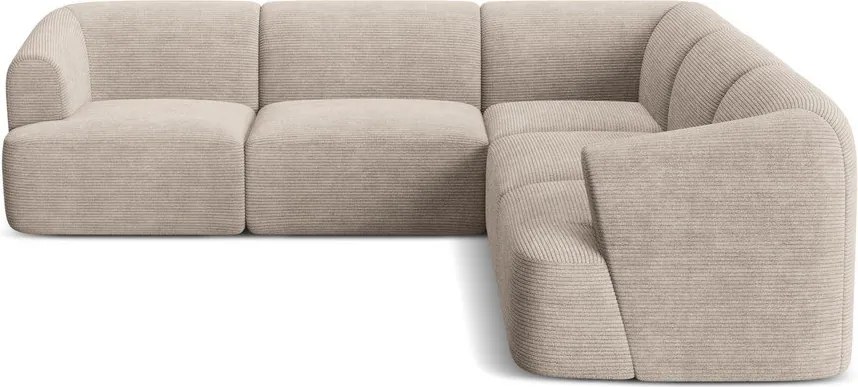 Colțar maro deschis cu tapițerie din catifea reiată Campi – Cosmopolitan Design