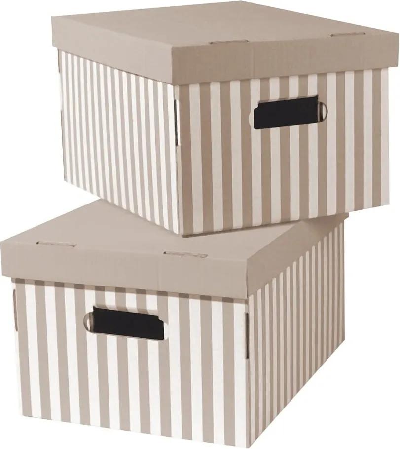 Set 2 cutii pentru depozitare Compactor Stripes, bej