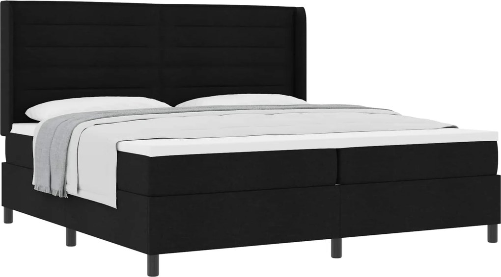 vidaXL Pat cu arcuri cu saltea Negru 200 x 200 cm țesătură