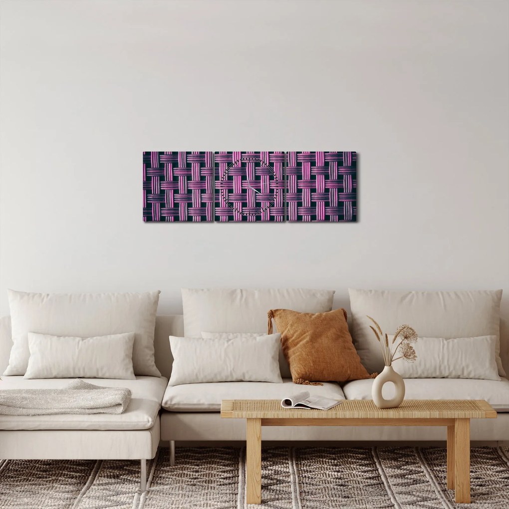 Tabloul textura în mov (cu ceas) (90x30 cm)
