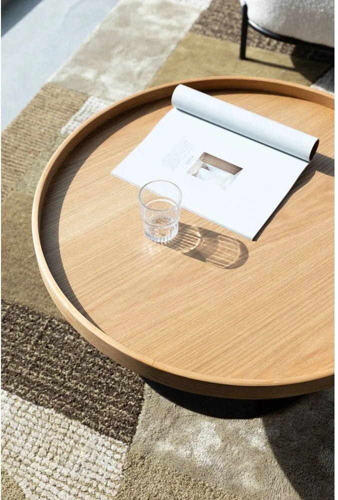Măsuță de cafea în culoare naturală rotundă cu blat cu aspect de lemn de stejar ø 70 cm Yuri L – White Label