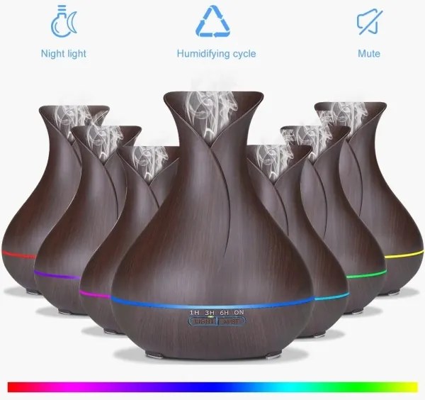 Umidificator și ionizator de aer LED RGB 400 ml
