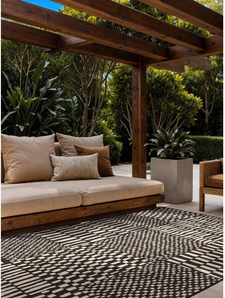 Covor pentru exterior și interior negru/crem 200x300 cm Haringey Barkham – Ted Baker