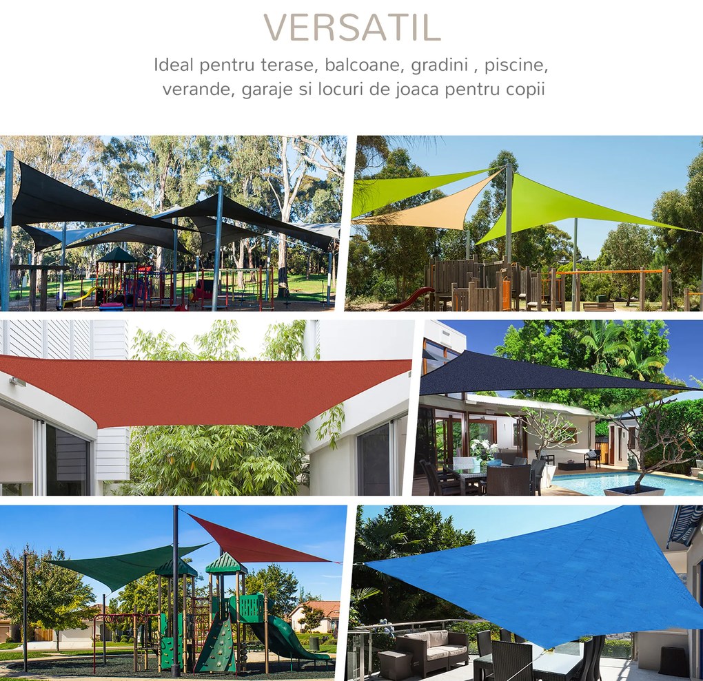 Outsunny Cort Parasolar Triunghiular Anti UV, Design Velă, Ideal pentru Terasă, Crem, 6x6x6m | Aosom Romania