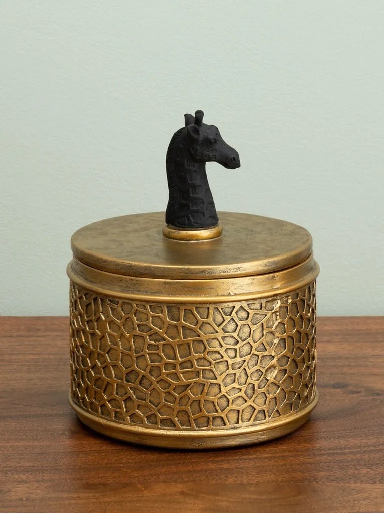 Cutie decorativa, aurie, din rasina, Giraffe