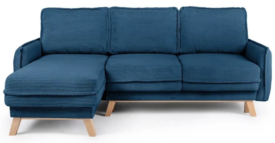 Colțar albastru extensibil cu tapițerie din catifea reiată (cu colț variabil) Tori – Bonami Selection