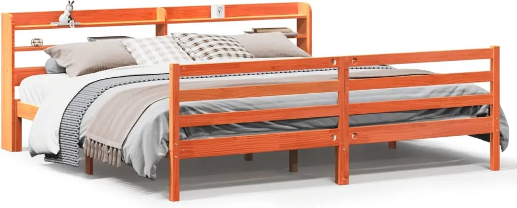 vidaXL Cadru de pat fără saltea, maro ceruit 200x200 cm lemn masiv pin