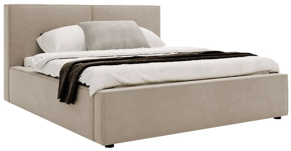 Pat matrimonial 200 cm Sekozzo (Bej) (cu somieră) (cu sp. depozitare). 1104463