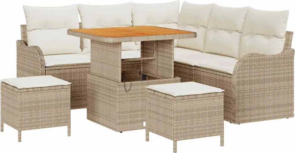 vidaXL Set de canapele pentru grădină cu pernă 8 pcs Bej și crem