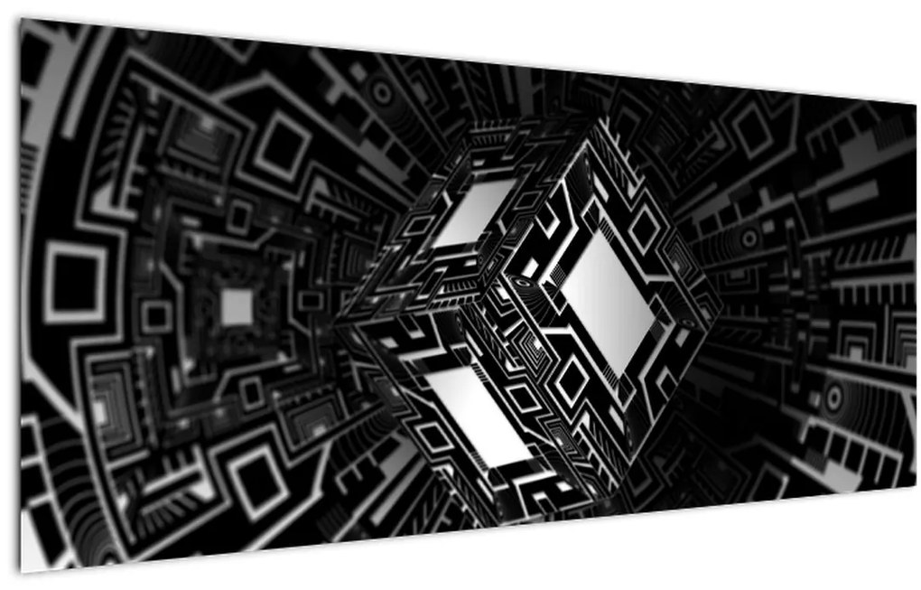 Tablou cu un cub abstract (120x50 cm)