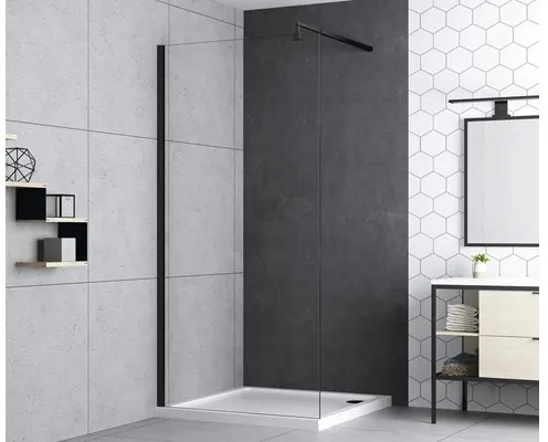 Perete duș tip walk-in basano Modena 120x195 cm sticlă transparentă profil negru