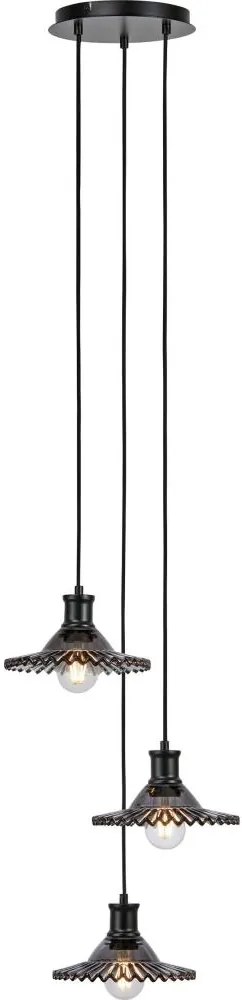 Lustră pe cablu Markslöjd 108853 NOVIA 3xE27/40W/230V negru/fumuriu