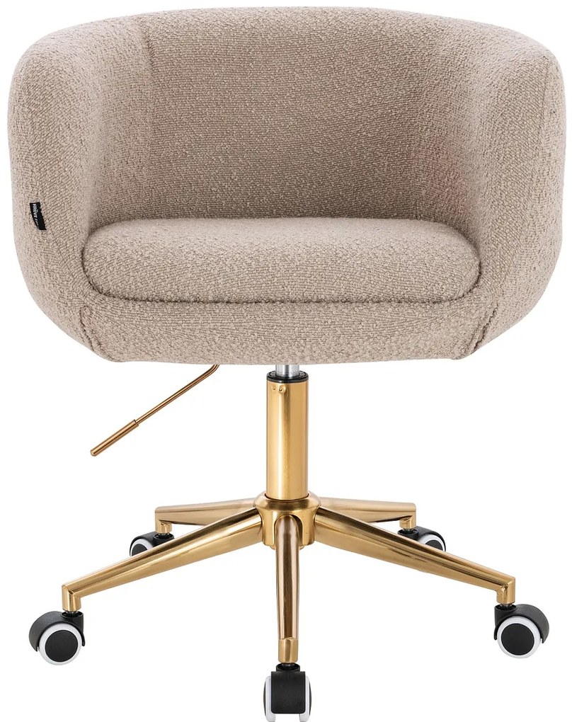 HR333K Scaun Boucle Latte cu Bază Aurie