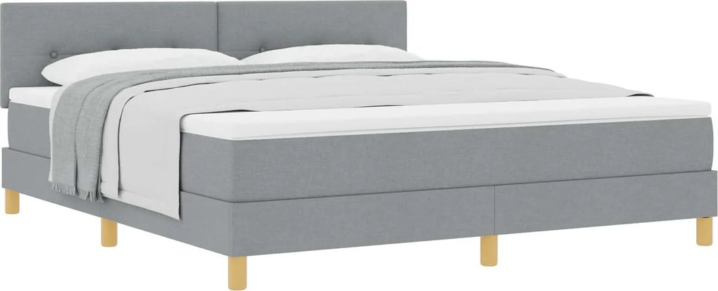 vidaXL Pat cu arcuri cu saltea Gri deschis 180 x 200 cm țesătură