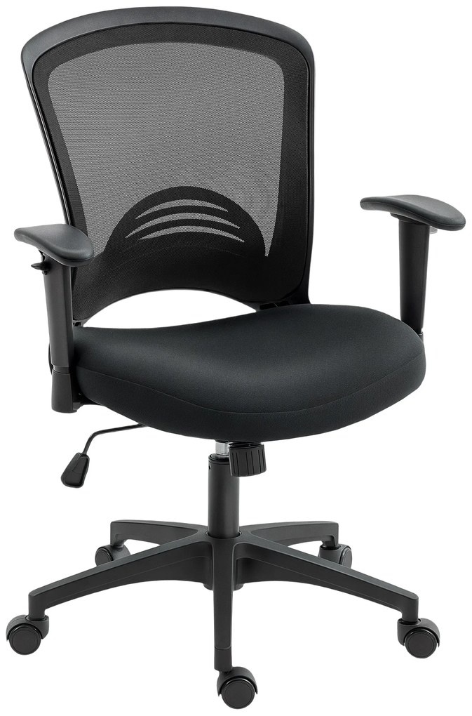 Scaun de Birou HOMCOM Respirabil și Reclinabil cu Înălțime Reglabilă, Negru | Aosom Romania