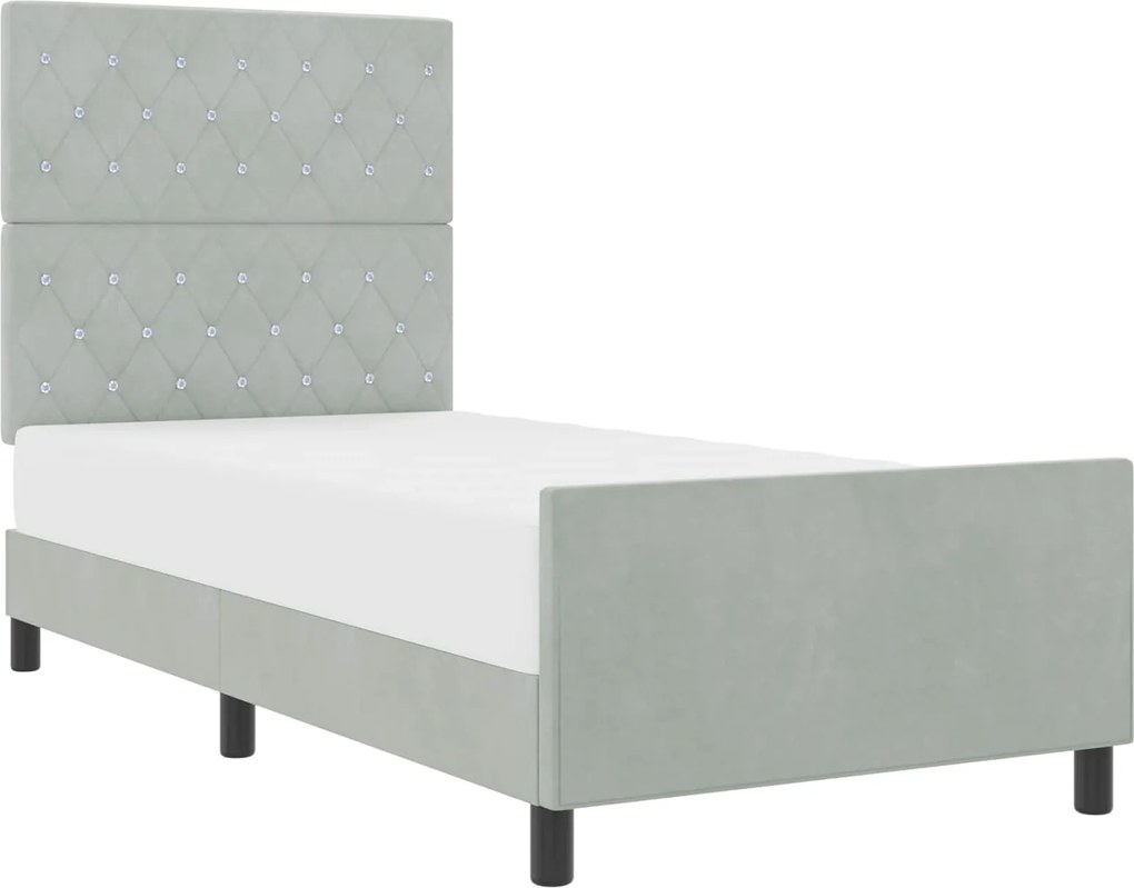 vidaXL Pat cu arcuri cu headboard Gri deschis 100 x 200 cm Catifea