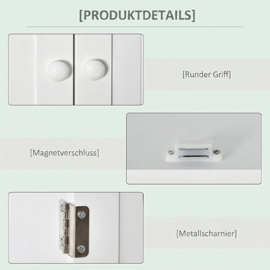 kleankin Dulap de Baie Suspendat cu Dulăpior, 2 Uși cu Închidere Magnetică și Raft Deschis, 60x20x70.5 cm, Alb | Aosom Romania