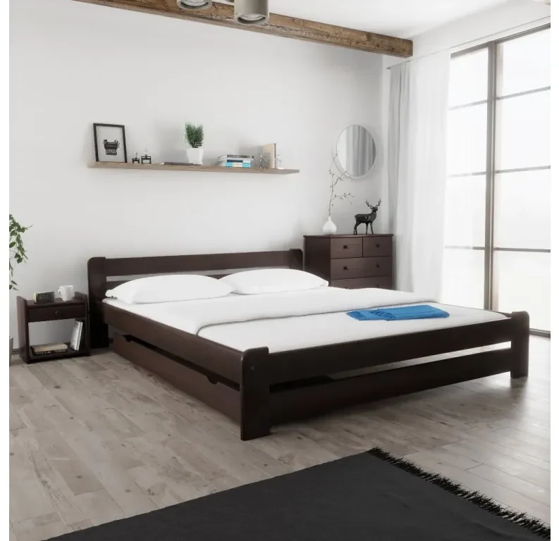 Pat Laura 180x200 cm, nuc Saltele: Cu saltele Somnia 18 cm, Somiera pat: Cu lamele drepte