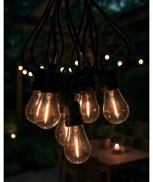 Ghirlandă decorativă LED pentru exterior, 10 LED, 0,36 W, 230 V, 8 m, IP44, negru