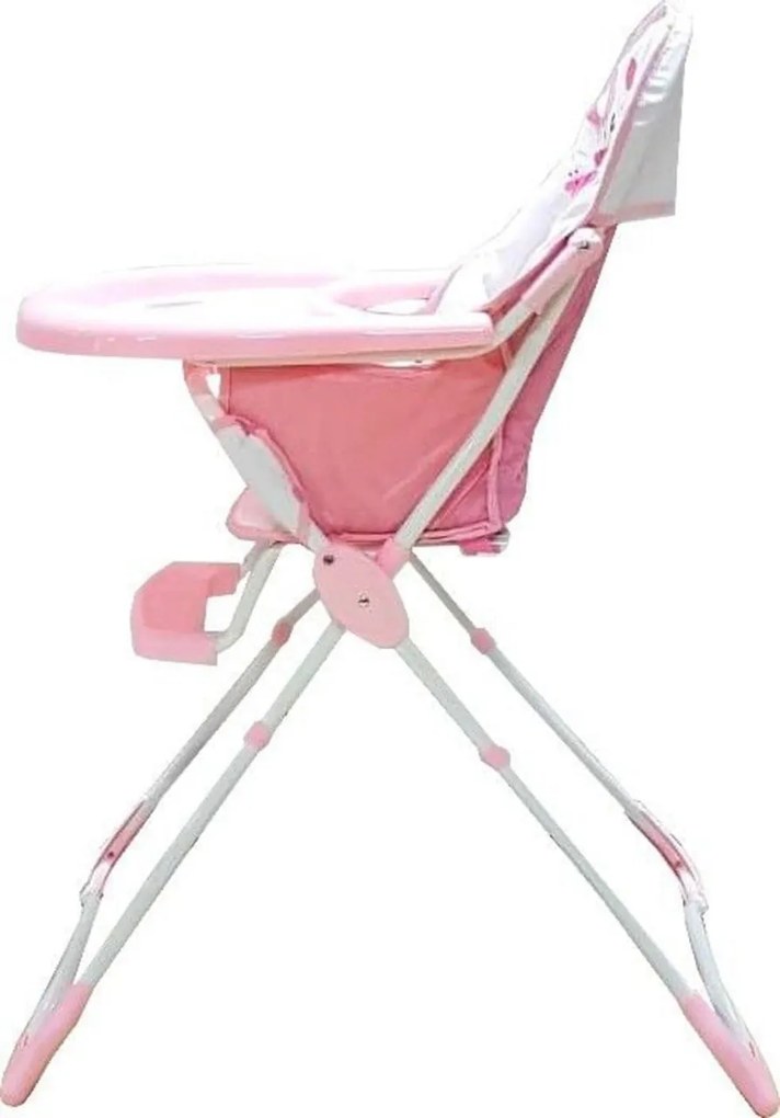 Scaun de masa pentru copii si bebe Baby Care™ CH ,pliabil, centura de siguranta, sezut comfortabil, masuta detasabila, model Cangur , Roz