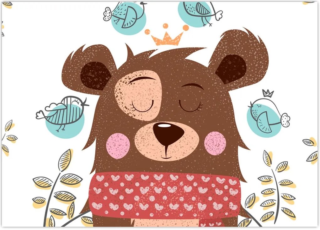 Tablou - Ursulețul cu păsărele (70x50 cm)