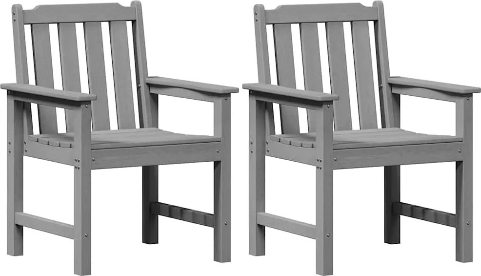 vidaXL Scaun de dining pentru grădină. 2 pcs Gri deschis HDPE