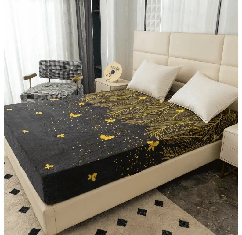 Cearsaf Cocolino microplus cu elastic VISATA 160x200 cm negru