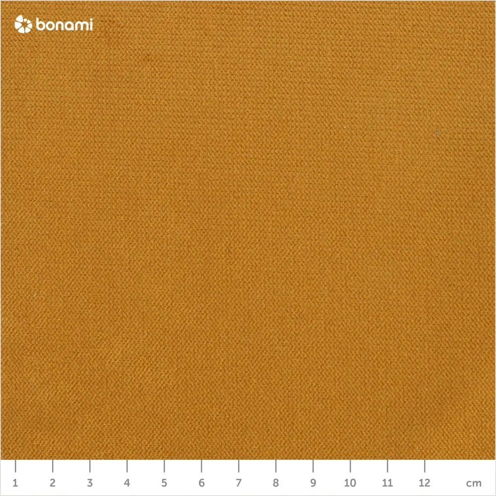 Colțar extensibil din catifea cu șezlong pe partea dreaptă Miuform Lofty Lilly, galben muștar