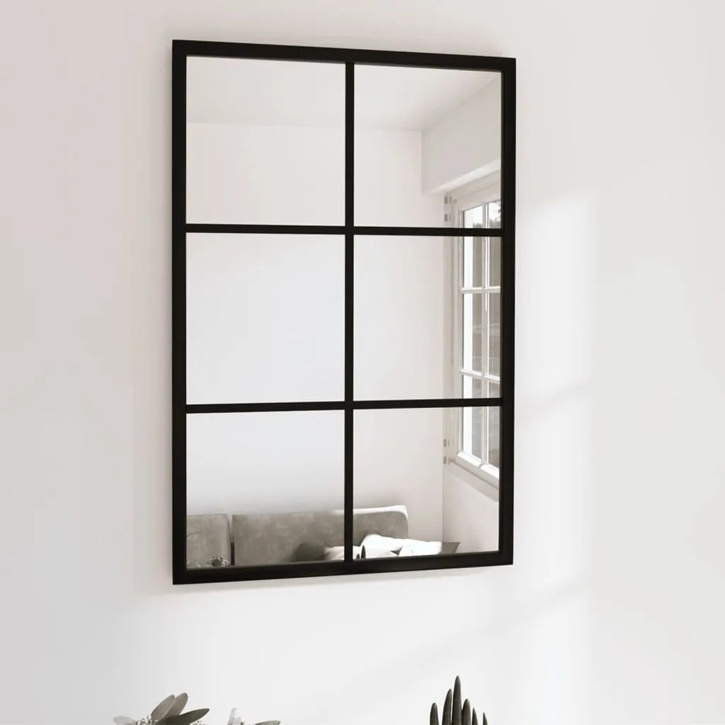 vidaXL Oglindă de perete, negru, 60x40 cm, metal