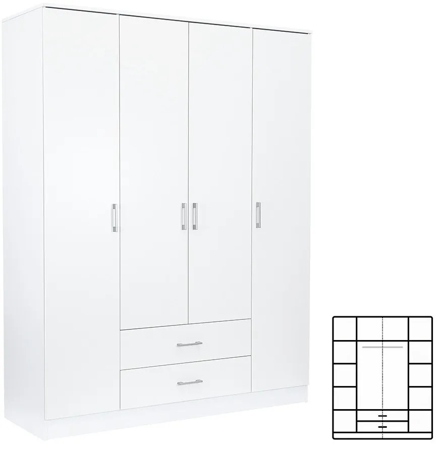 Dulap Miami 160x205 cm alb-alb