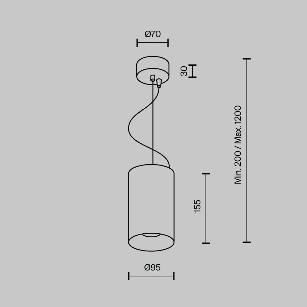 Pendul LED iluminat design tehnic Efir D-9,5cm 25W alb