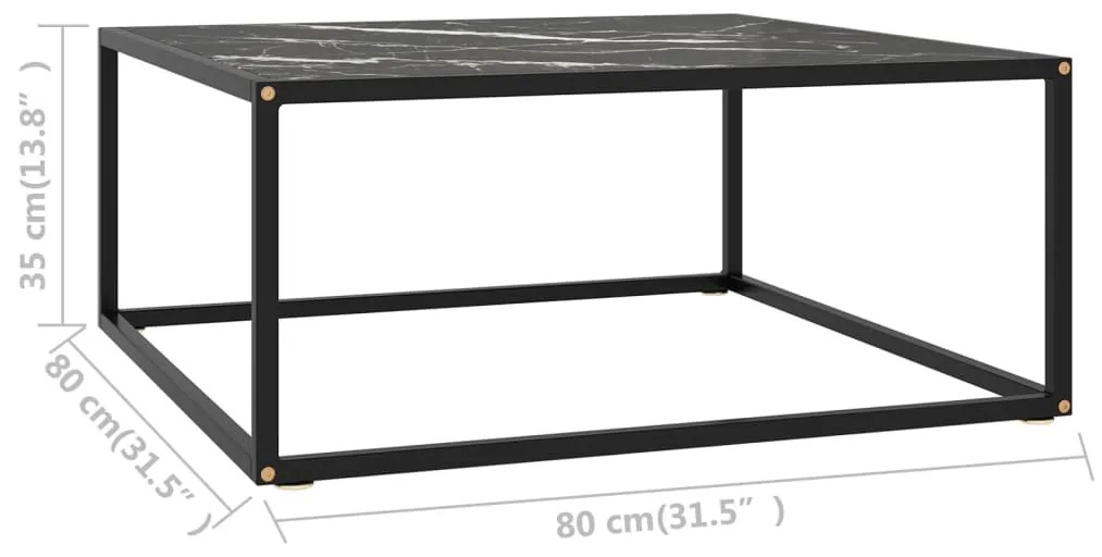 Masuta de cafea, negru cu sticla neagra marmorata, 80x80x35 cm 1, marble black, 80 x 80 x 35 cm