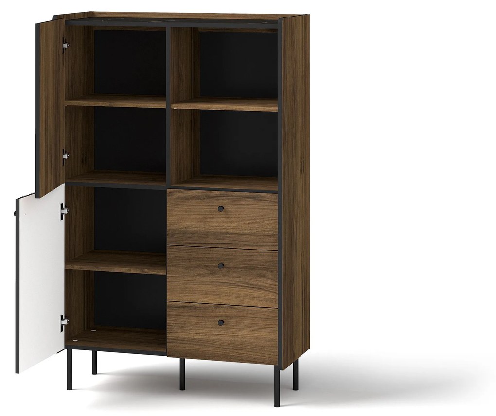 Comodă Phelan P4 (Nuc warmia + Negru). 1062534