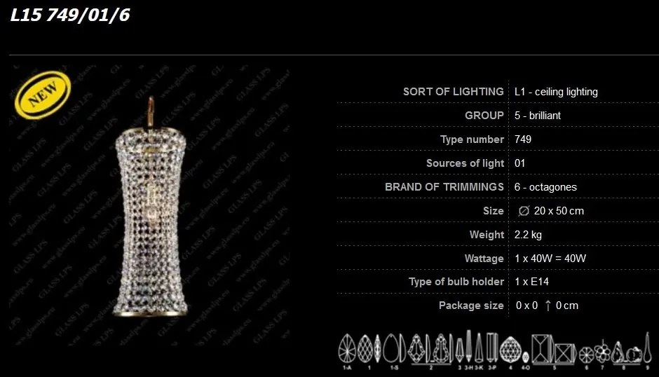 Lustra, Pendul cristal Bohemia, diametru 20cm