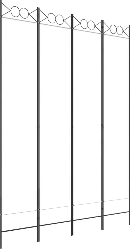 vidaXL Paravan de cameră cu 4 panouri, alb, 160x220 cm, textil