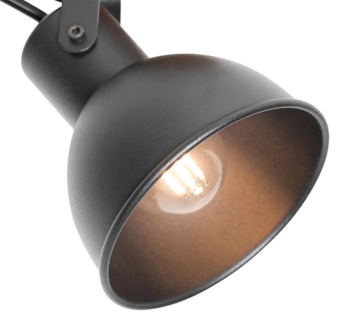 Spotlight industrial negru cu lemn inclinabil - Tommy