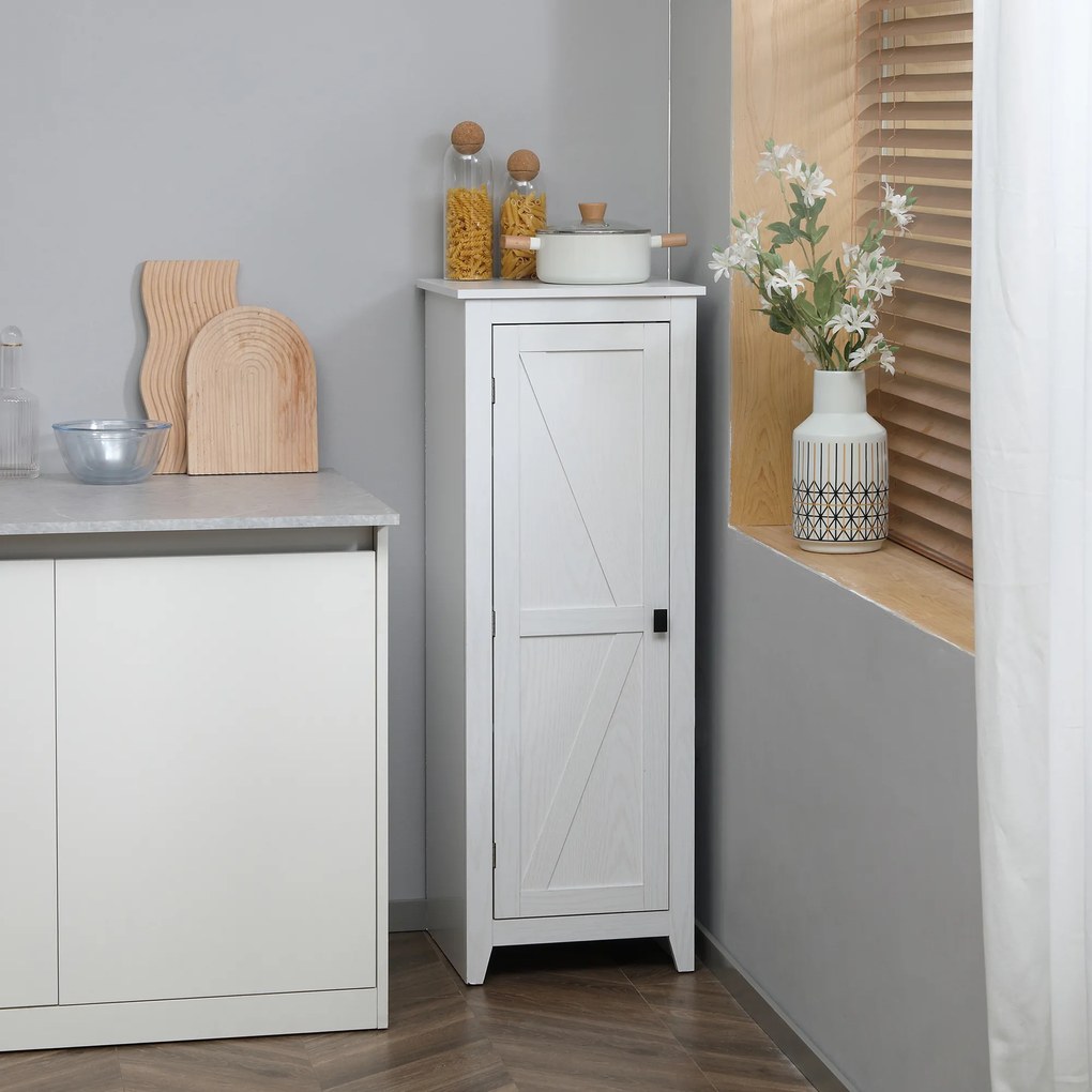 HOMCOM Șifonier de Depozitare bufet bucătărie mobilier de depozitare pentru Baie Economisire Spațiu Stil Clasic cu 3 rafturi reglabile- Înălțime 120 cm în Lemn Alb | Aosom Romania