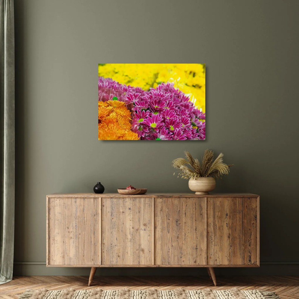 Tablou pe sticlă cu floarea roz (70x50 cm)