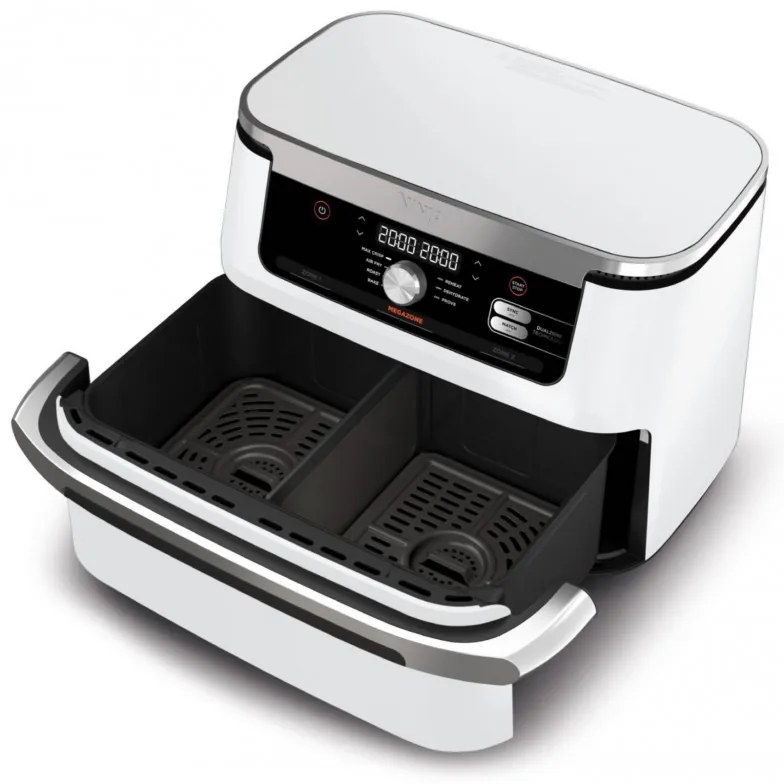 Friteuza dubla cu aer cald Ninja AF500EUWH, 10.4 L, 7 programe, Timer, Zone independente, Alb