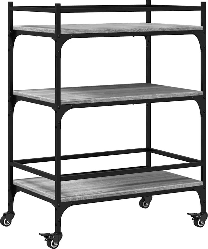 vidaXL Cărucior de bucătărie, gri sonoma, 65x40x86,5cm, lemn prelucrat