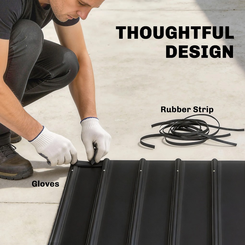 Outsunny Pavilion pentru grătar 2,71 x 1,82 m pavilion de grădină cu acoperiș înclinat, rafturi laterale, protecție UV 50+ Negru | Aosom Romania