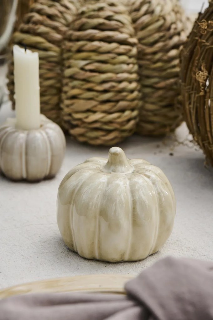 IB Laursen Decoratiune din gresie dovleac PUMPKIN STANDING Ø10 cm crem