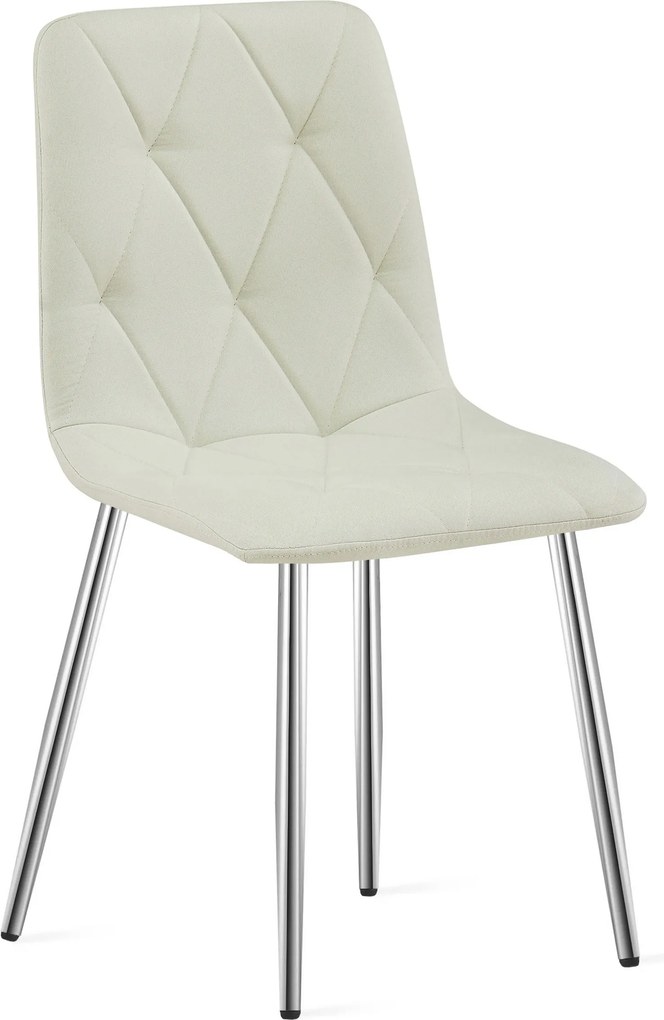 Scaun Bucatarie/Dining Fido ,Picioare Cromate, Textil Bej
