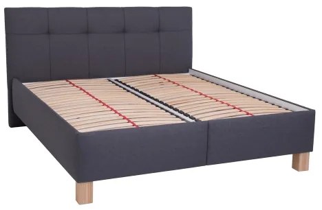 Pat tapițat MARIA, 160 x 200 cm, gri, cu spațiu de depozitare, fără saltea